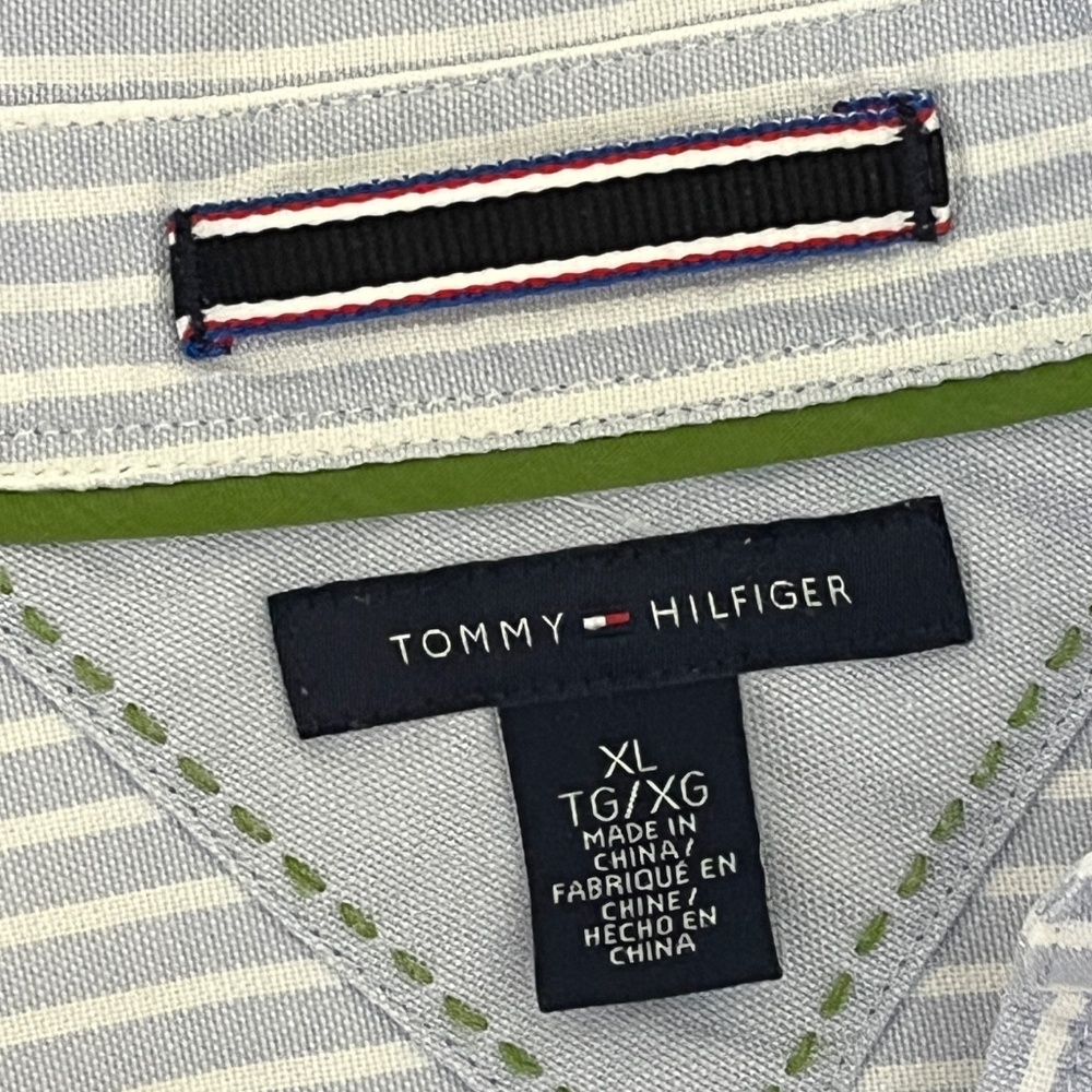 TOMMY HILFIGER Long Sleeve Blue White Stripe Classic Button Down Shirt Women XL - Picture 4 of 13